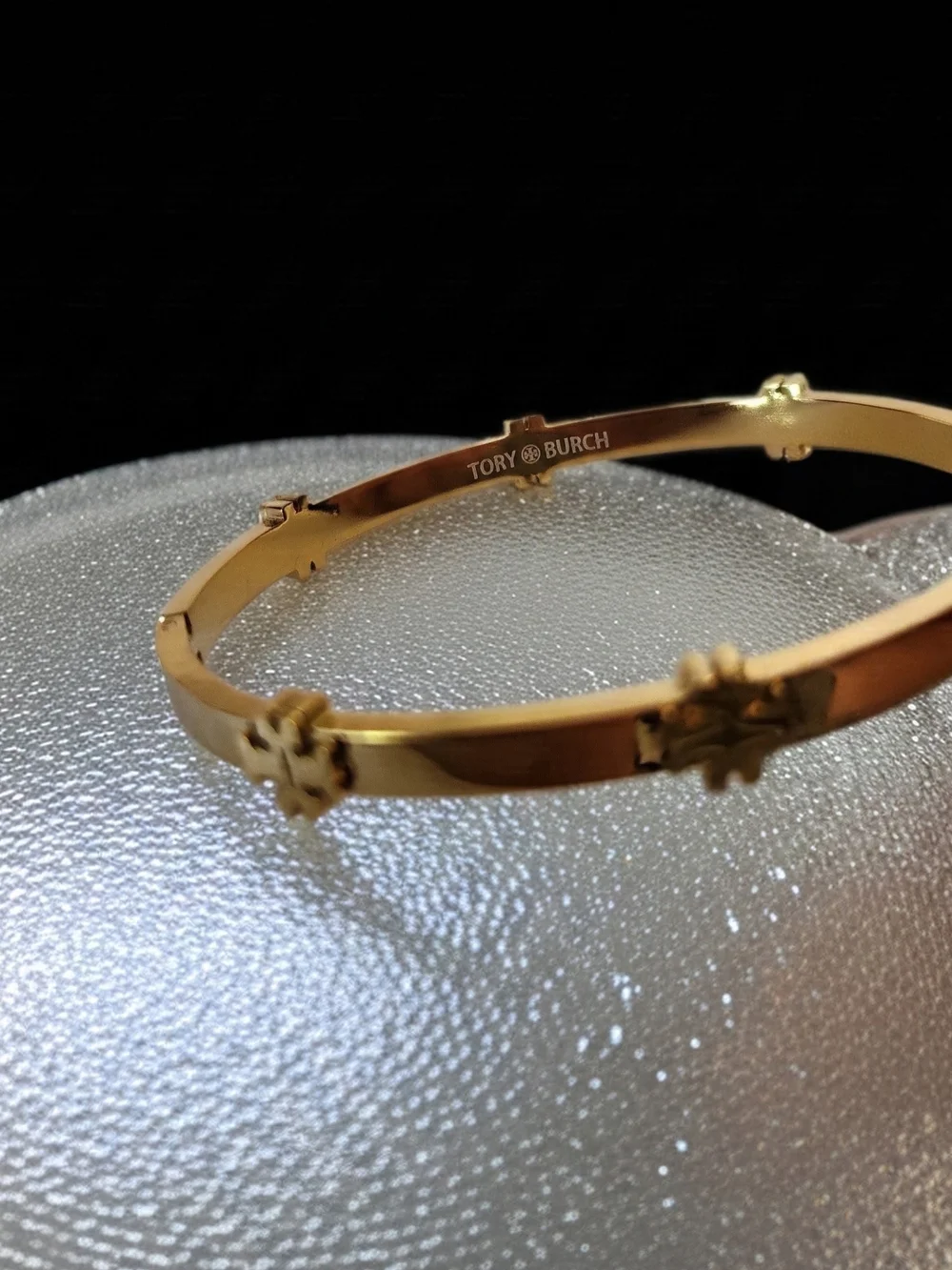 Tory Burch Gold Logo Link Hinged Bangle Bracelet